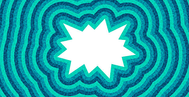 Bold white starburst graphic over blue ripple pattern background. Vector illustration.