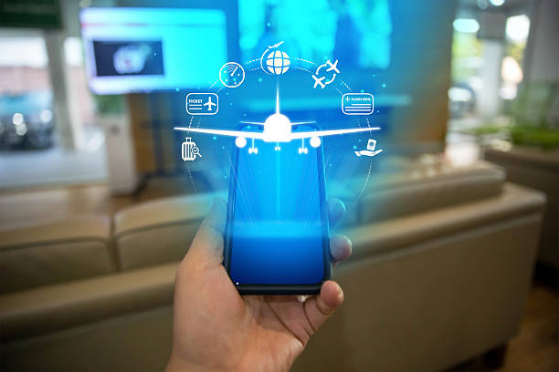 istock Flight ticket booking concept with a person using a smartphone 2217889348