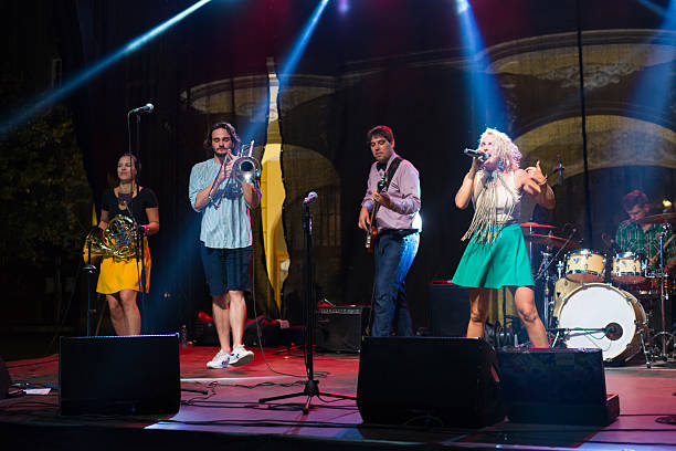 istock Rock band playing at the concert 2217896143