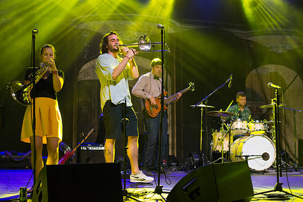 istock Rock band playing at the concert 2217896144