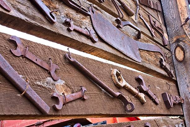 istock Old, rusty tools on a wooden wall. Jerome, Arizona. 2217909467