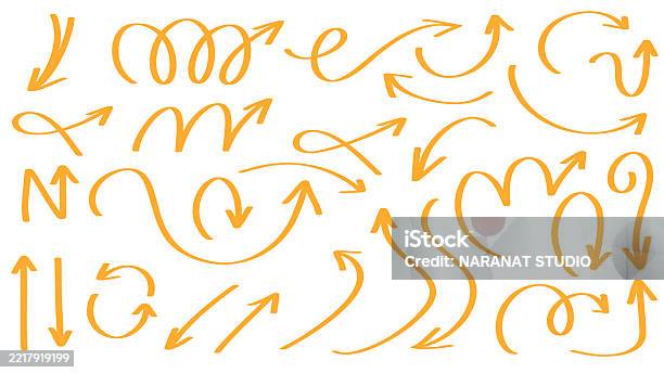Direction Calligraphy Set Arrows Pointing In Different Directions Handwritten Calligraphy ...