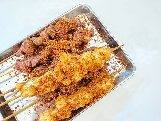 Chinese assorted grilled meat on skewers