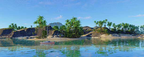 istock A Serene Tropical Landscape featuring Clear Waters and Lush Vegetation all around it 2217926572