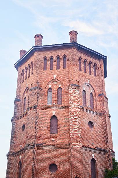 istock An old brick tower made of old red brick. Industrial use 2217926855