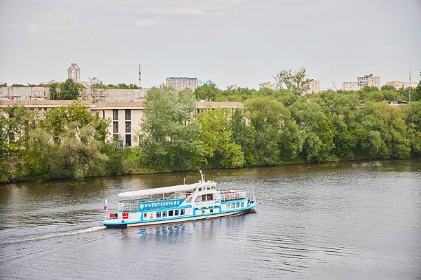 Moscow, Russia. - May 26, 2025: The ship sails on the Moscow River