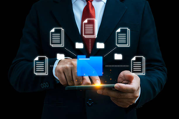 istock Document Management System. businessman using mobile smartphone download and upload file, cloud computing, backup storage management, artificial intelligence, cloud storage technology concept 2217928248
