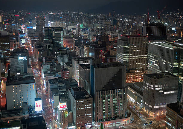 Night view of Sapporo.View from the observatory