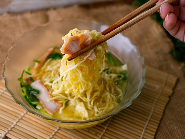 istock egg noodles with wonton roasted pork and crispy pork. 2217941984