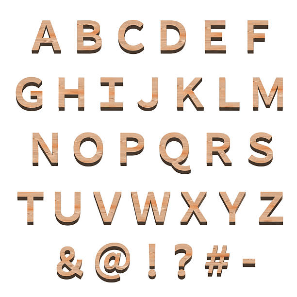 istock Wooden alphabet and symbol set, white background, 3D production 2217945851