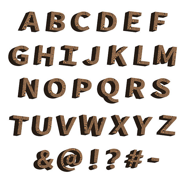 istock Wooden alphabet and symbol set, white background, 3D production 2217946022