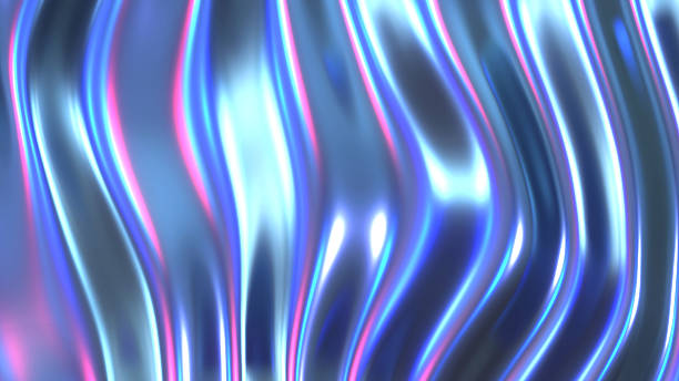 istock Liquid purple blue chrome waves background, shiny and lustrous metal pattern texture, silky 3D illustration. 2217946052