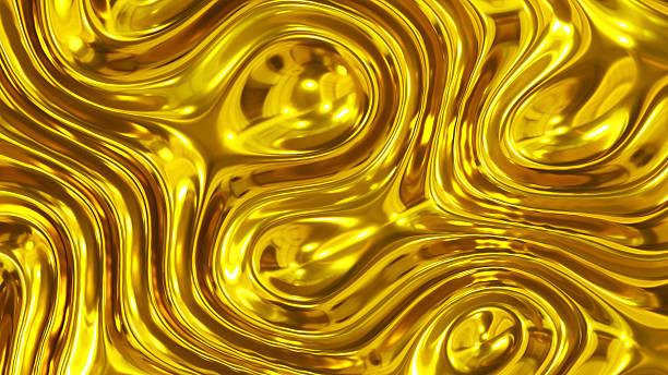 istock Liquid gold chrome waves background, shiny and lustrous golden metal pattern texture. 2217946076