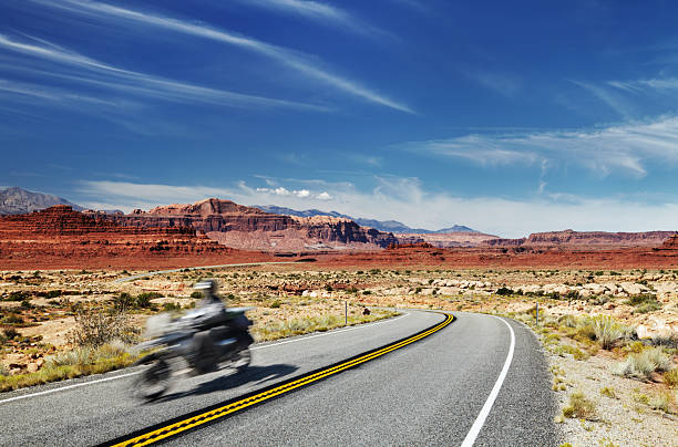 istock Motorcycle traveler on highway 2217952644