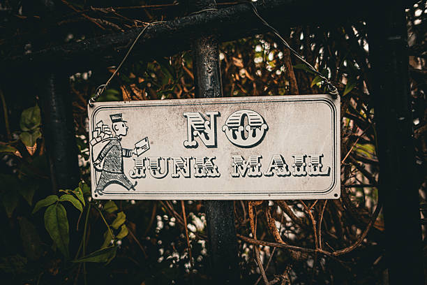 istock Vintage No Junk Mail sign on a wrought iron gate 2217956965