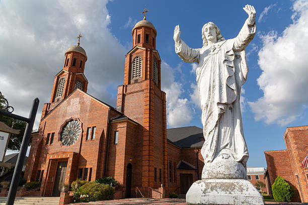 istock Church with Jesus Statue 2217957579