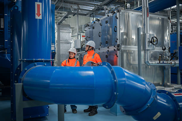 istock Engineer or technician inspection maintenance industrial facility system of operations HVAC (Heating, Ventilation, and Air Conditioning), chemical processing, or clean energy automated industrial settings. 2217961093