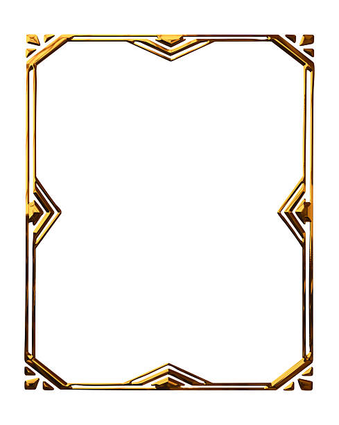 istock Elegant gold art deco frame shining on white background 2217961222