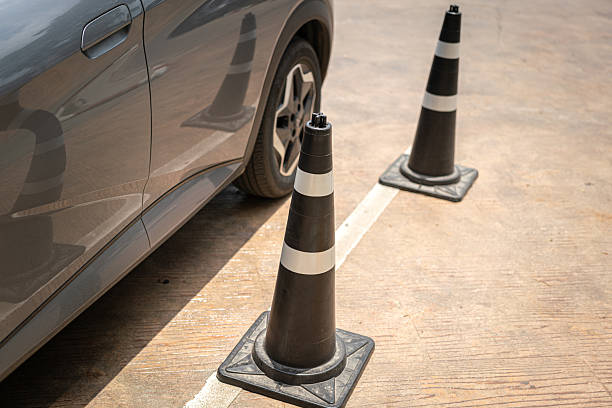 istock Traffic cone for barricade as car parking lot. 2217961306
