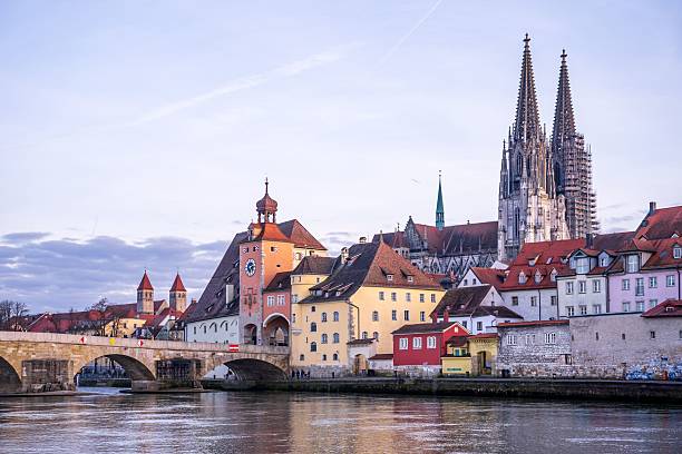 istock Regensburg's historic architecture and cathedral at sunset. 2217962939