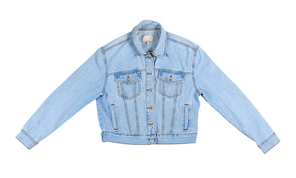 istock Classic light blue denim jacket displayed on white backgroun 2217977165