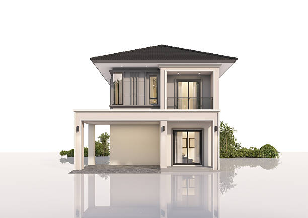 istock Architecture 3d rendering illustration of modern  house on white background 2217980717