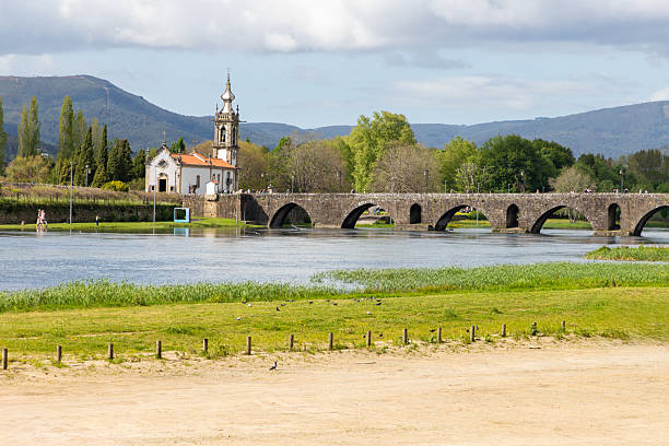 istock Medieval bridge and Church in Ponte de Lima 2217997413