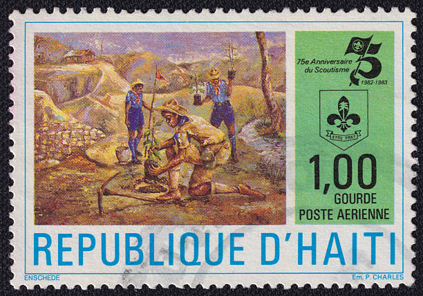 istock Scouts plant trees on a 1983 Haiti postage stamp 2218001697