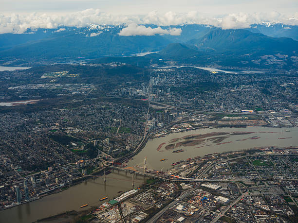 istock Vancouver cityscape and mountains visible from the airplane window 2218001854