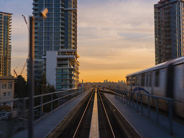 istock Vancouver Skytrain system at sunset, British Columbia 2218003147