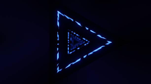 istock Dark blue neon triangle with abstract sci-fi design and futuristic glowing effect 2218018695