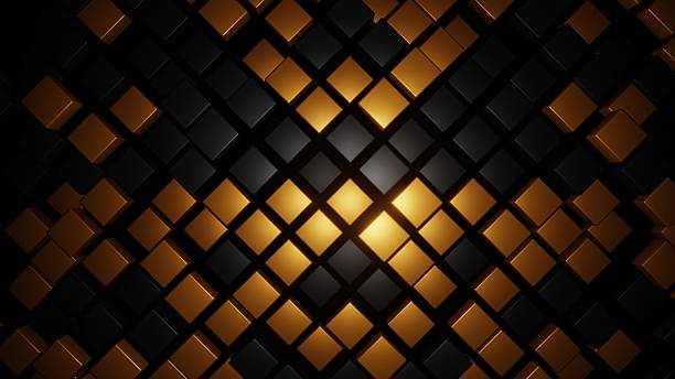istock Gold and black cubic pattern with luxury geometric design and modern 3D style 2218018862