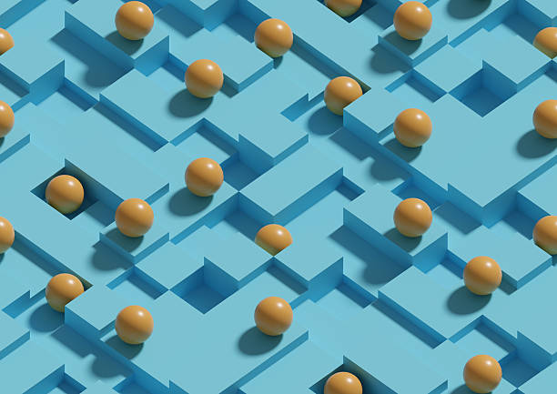 istock Seamless isometric background of spheres and cubes. 3D illustration. 2218021894