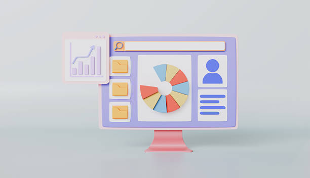 istock Pie chart with stock market icons, optimization and profile concept 2218022128