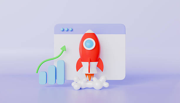 istock Spaceship for startup and business boosting, Flying rocket at backdrop of business graphs 2218022150