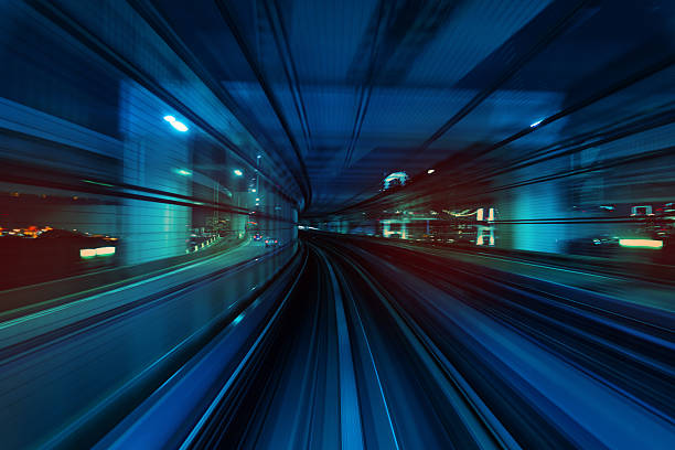 istock Futuristic Monorail Ride in Central Tokyo at night 2218037485