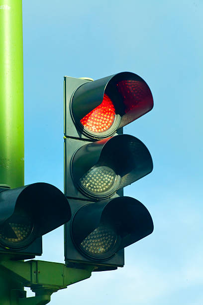 istock Red stoplight  , city street. 2218041404