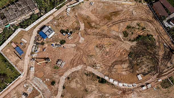 istock Aerial view of development of new road construction or overpass under construction 2218043408