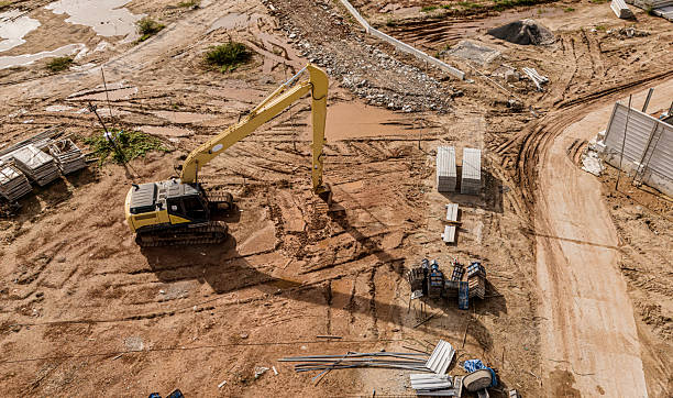 istock Aerial view of development of new road construction or overpass under construction 2218043819