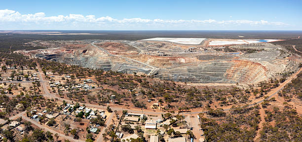 istock Panoramic aerial view from the small town Marvel Loch and large Gold mine 2218048152