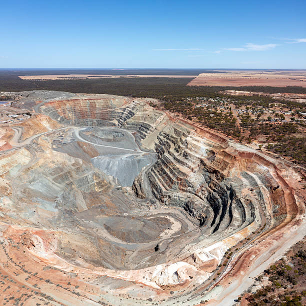 istock Aerial View from the large active Gold mine and small town Marvel Loch 2218048155