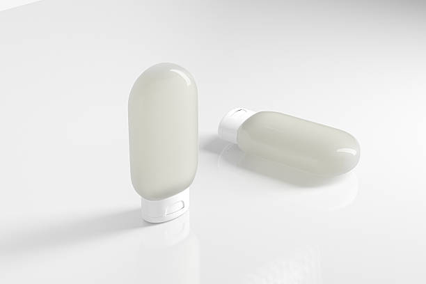 istock Upside down bottle mockup, Squeeze Lotion Bottle with Flip Top Cap packaging, flat oval shape containers, inverted shampoo bottle mockup, translucent plastic cosmetic bottle mockup 2218049686