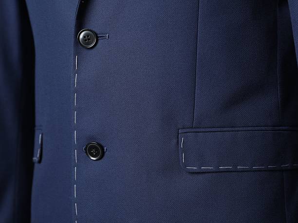 istock Blue semi-ready jacket with pocket, closeup view 2218054686