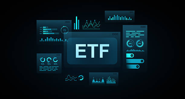 istock ETF interface dashboard with futuristic glowing financial data charts and analytics on dark background showing electronic trading concept. 3D Rendering 2218056184