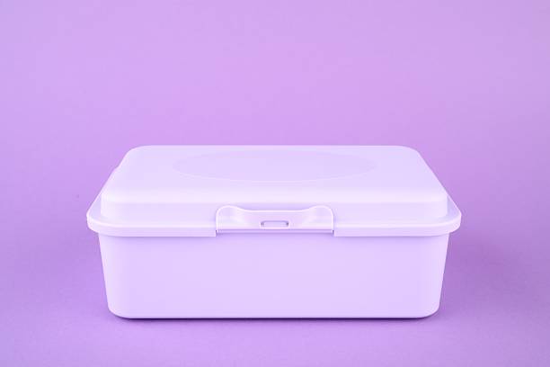 istock One plastic lunch box on lilac background 2218056260