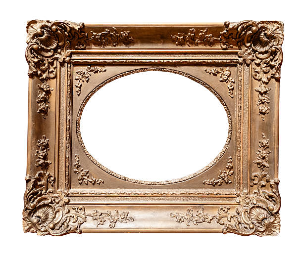 istock old very wide painting frame with oval canvas 2218060846
