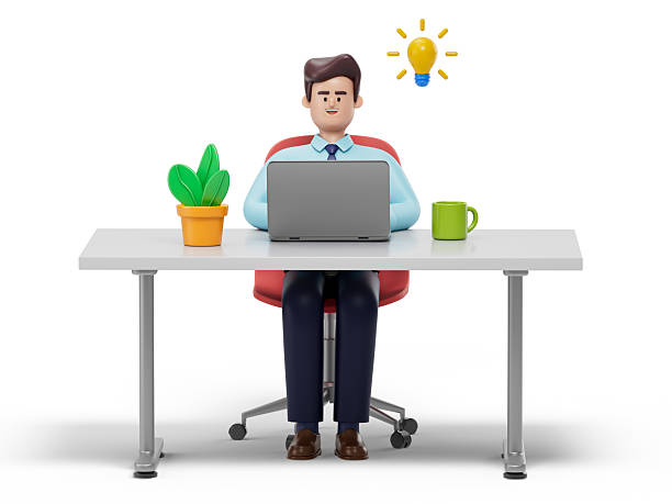 istock A man sits at a desk with a laptop 2218065590