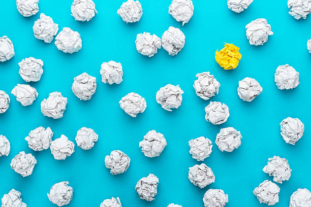 istock Top view of new idea concept over turquoise blue background 2218073452