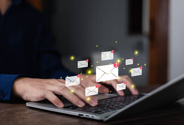 istock Email on virtual screen, new email notification concept for business email communication, internet technology, electronic message notification inbox 2218077214