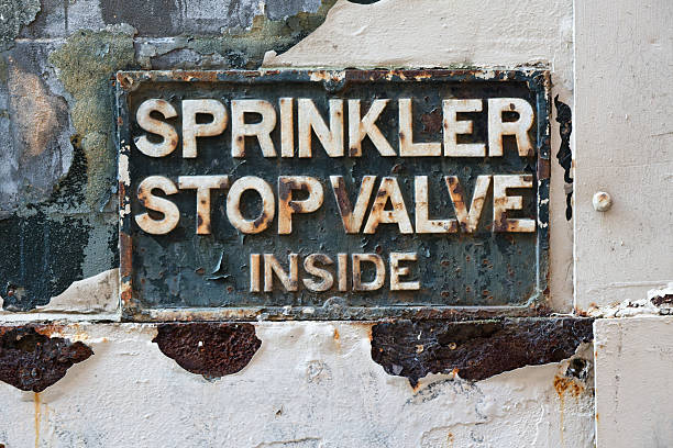 Sprinkler stop valve sign for building fire protection UK